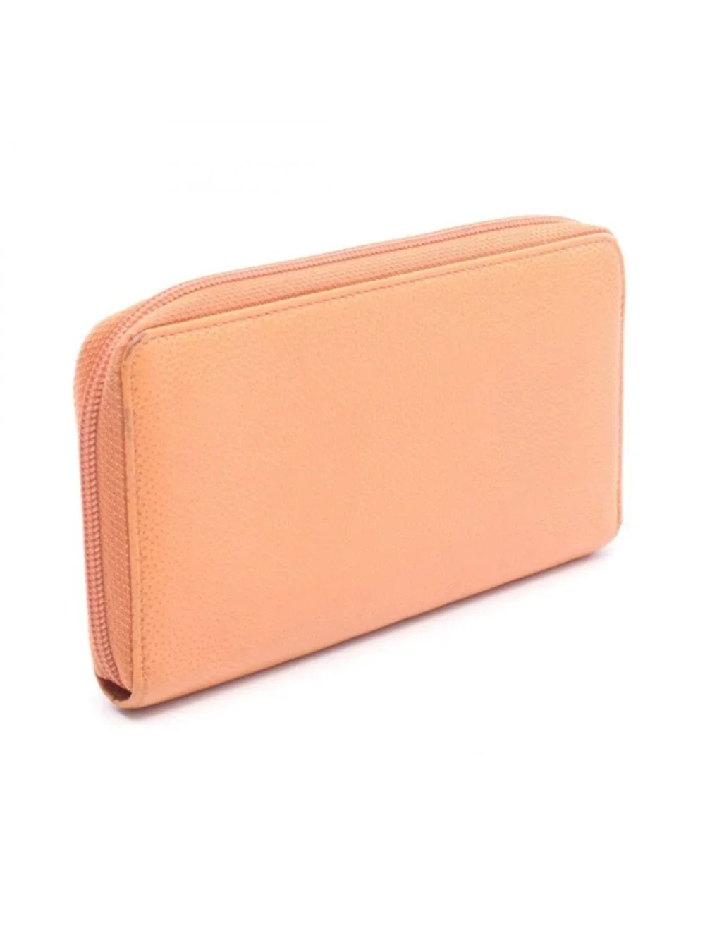 Chanel Round Wallet CC Logo Coral Orange Caviar Leather CC